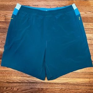 Birddogs Boom Mens Shorts XL Green Teal Lined Zip Pocket Nylon Spandex